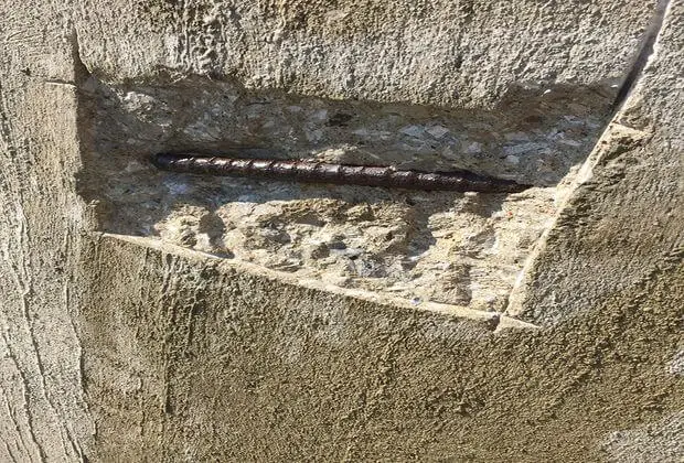 Exposed Rebar on Spalling Concrete 